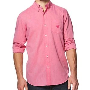 Pink Button Down Long Sleeve Shirt Stretch XL